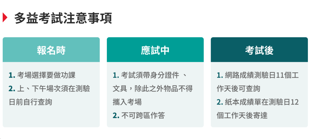 多益考試注意事項